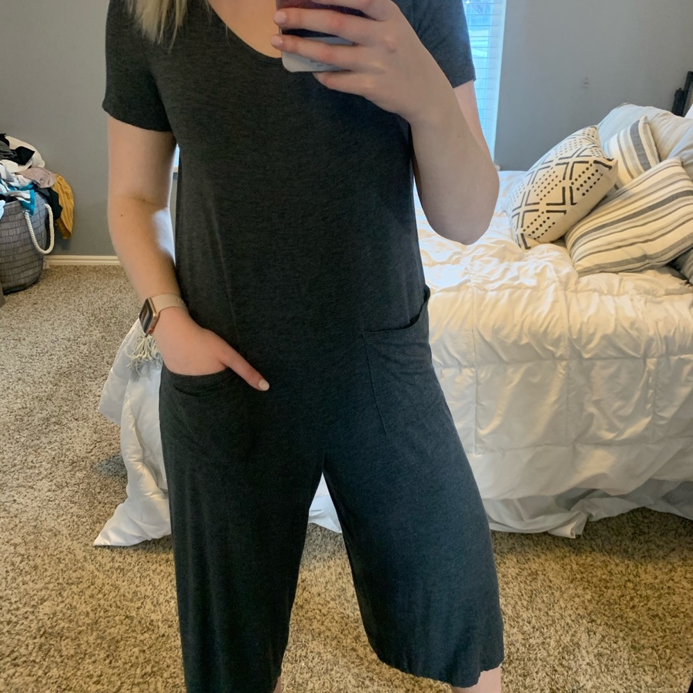 Grey Jersey Knit mid-length Jumpsuit